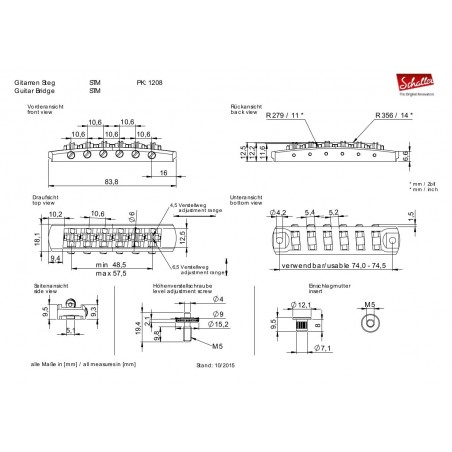 SCHALLER STM BRIDGE ROLLER TUNE-O-MATIC NICKEL