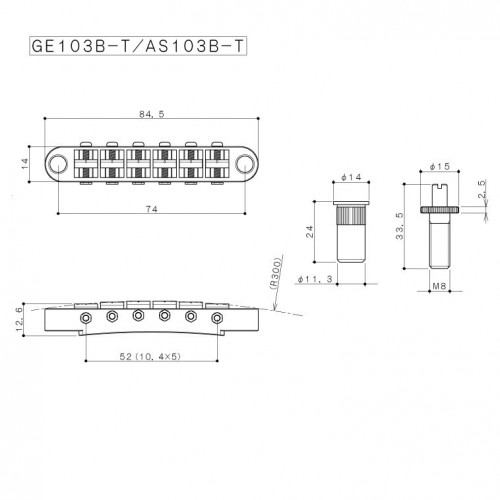 GOTOH GE103BT BRIDGE TUNE-O-MATIC GOLD