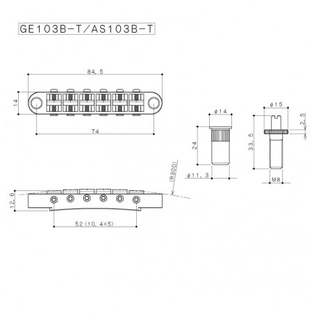 GOTOH GE103BT BRIDGE TUNE-O-MATIC GOLD