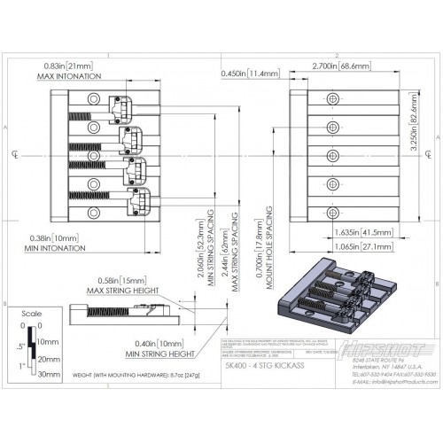 HIPSHOT KICKASS BASS BRIDGE 4 STRINGS BLACK