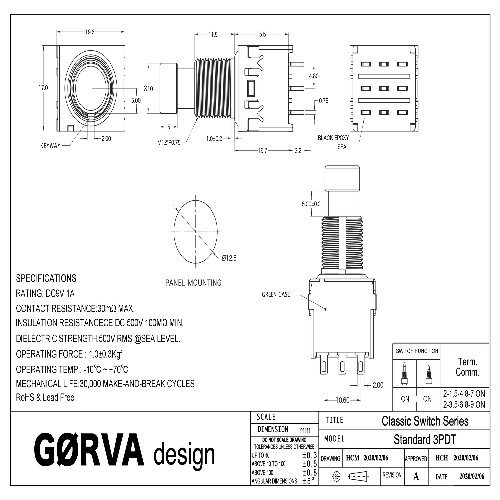 GORVA FOOTSWITCH 3PDT SOFT CLICK