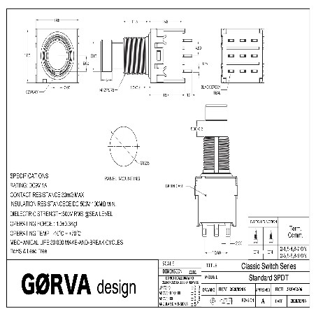 GORVA FOOTSWITCH 3PDT SOFT CLICK