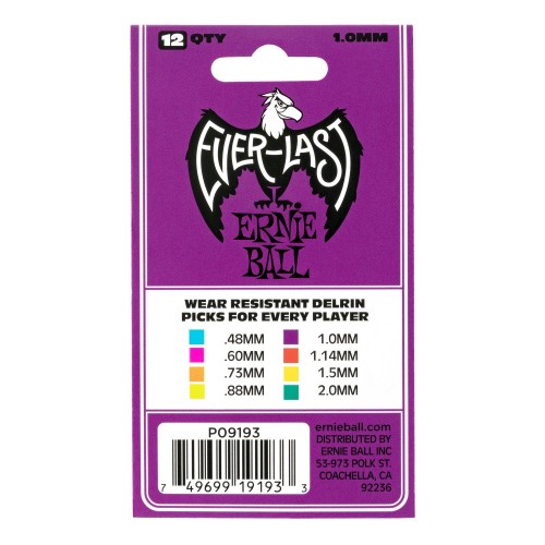 ERNIE BALL 9193 EVERLAST PURPLE PICKS 1MM SET/12