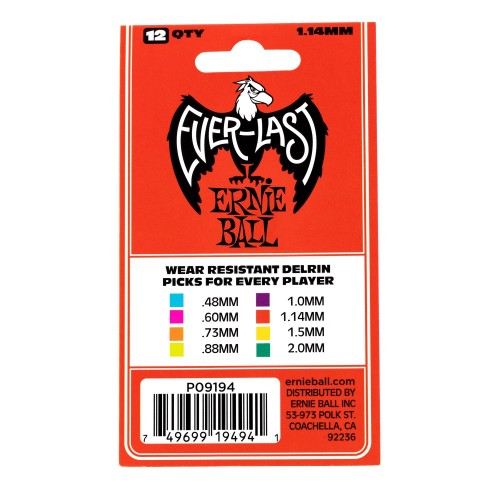 ERNIE BALL 9194 PLETTRI EVERLAST RED 1.14MM SET/12