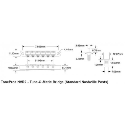 TONEPROS NVR2 TUNE-O-MATIC BRIDGE NICKEL