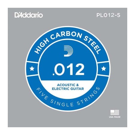 D'ADDARIO PL012-5 PACK 5 SINGLE STRINGS .012