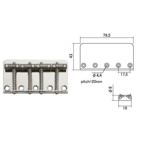 BRIDGE FOR VINTAGE BASS NICKEL