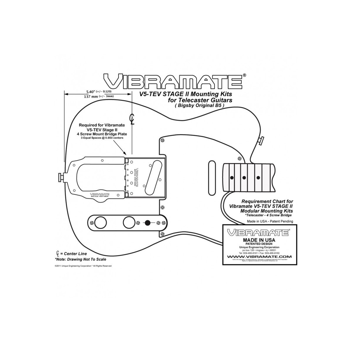 VIBRAMATE V5 TEV2 VINTAGE TELECASTER GOLD