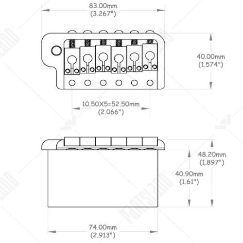 TREMOLO PRS STYLE W/ BRUSHED SADDLES