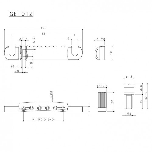 GOTOH GE101Z - TAILPIECE COSMO BLACK