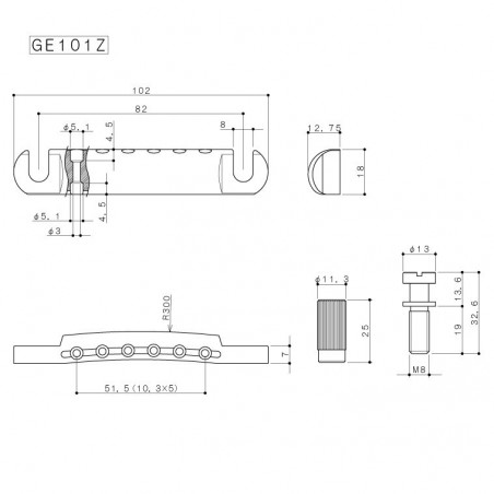 GOTOH GE101Z - TAILPIECE COSMO BLACK