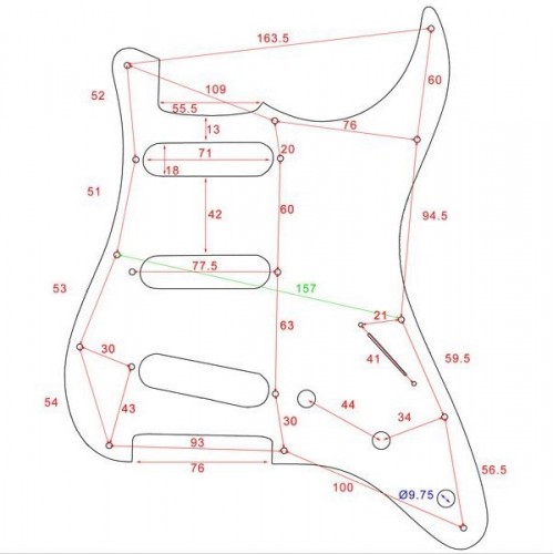 ALL PARTS STRATO SSS BLACK 3 PLY