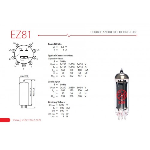 JJ EZ81/6CA4 VALVOLA RETTIFICATRICE