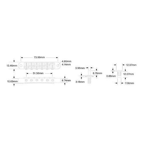 TONEPROS PONTE STANDARD TUNE-O-MATIC SMALL INSERTS CHROME