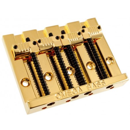 ALLPARTS OMEGA BASS BRIDGE 4 GROOVED SADDLES GOLD