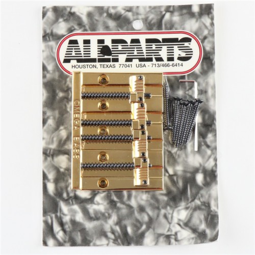 ALLPARTS OMEGA BASS BRIDGE 4 GROOVED SADDLES GOLD