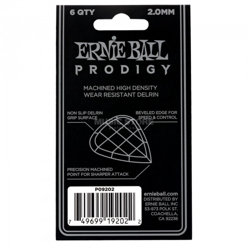 ERNIE BALL 9202 PICKS PRODIGY WHITE 2.0 mm 6 PCS