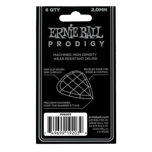 ERNIE BALL 9203 PLETTRI PRODIGY MINI WHITE 2.0 mm 6 PEZZI